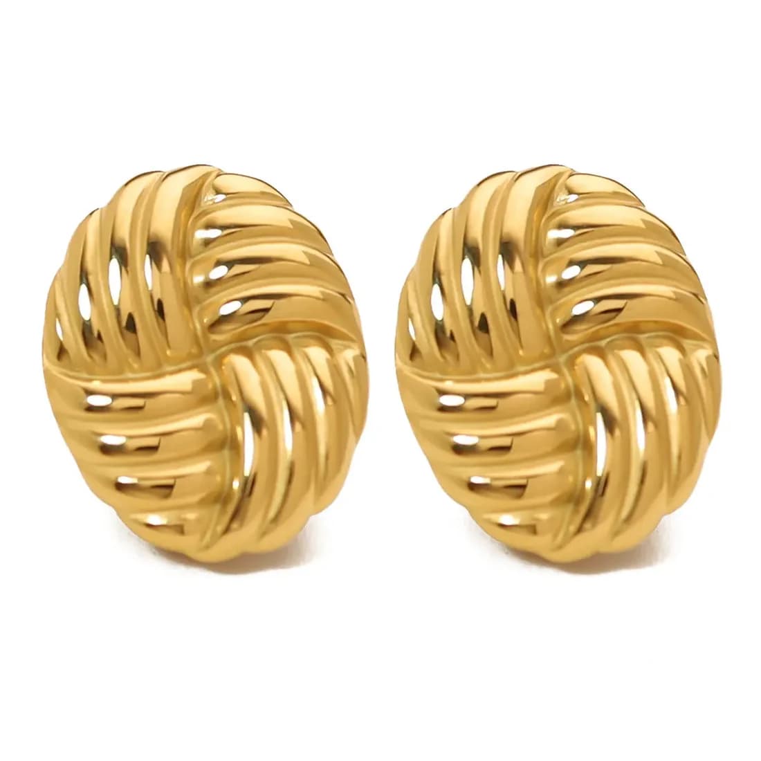 18K Gold-Plated Woven Knot Stud Earrings