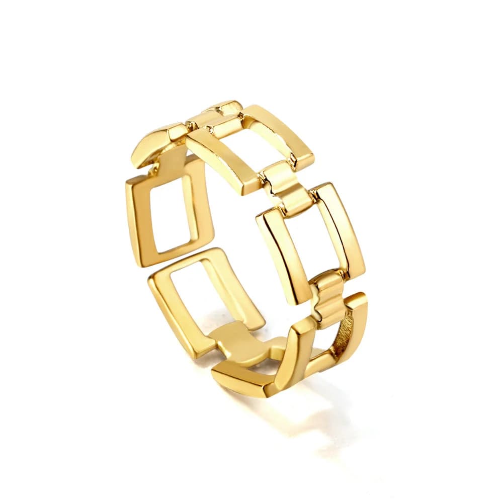 18K Gold-Plated Geometric Link Ring