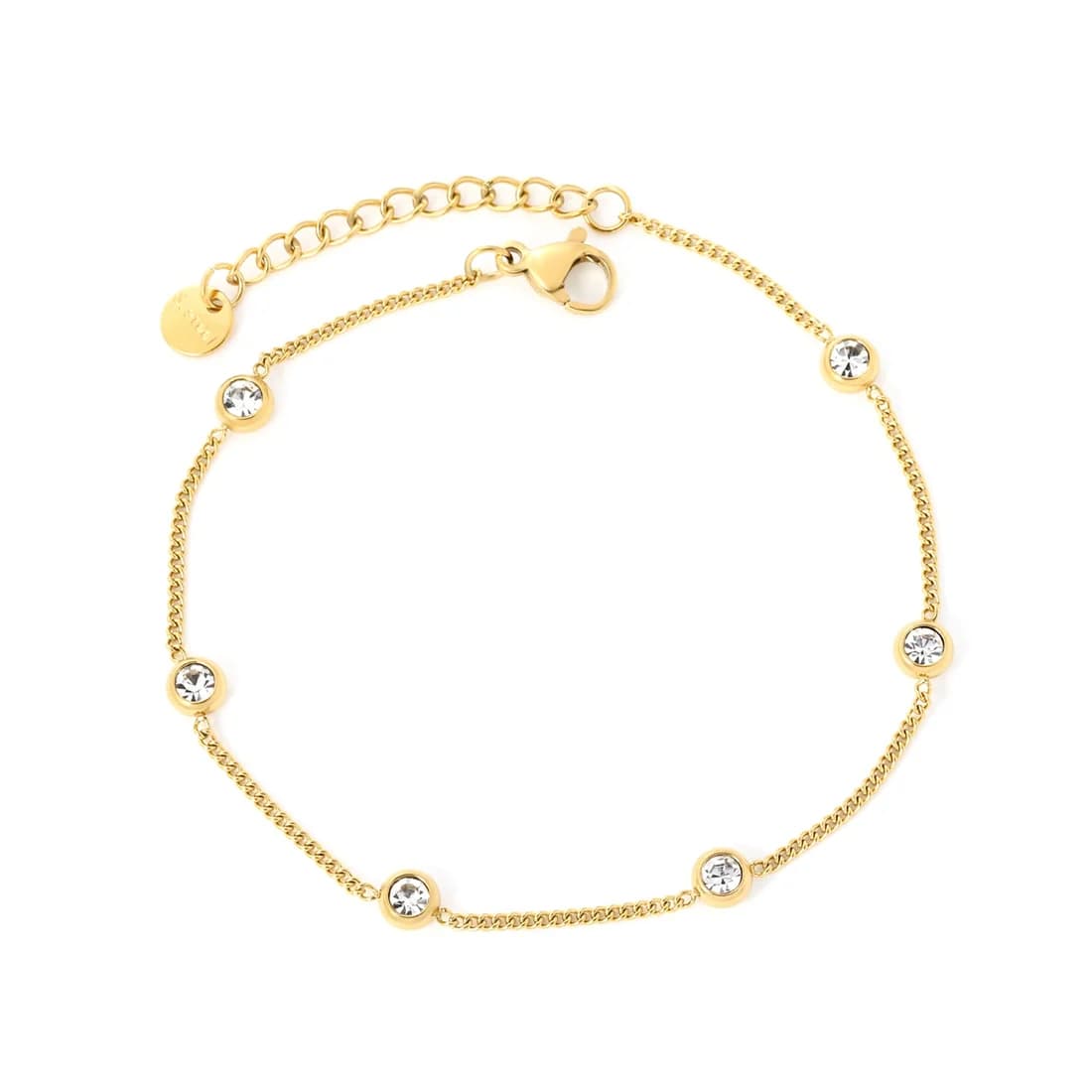 Gold-Toned Bracelet with Six Sparkling Stones
