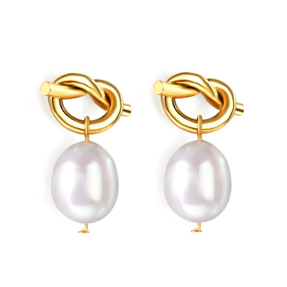 Knot Earrings with Pearl Details