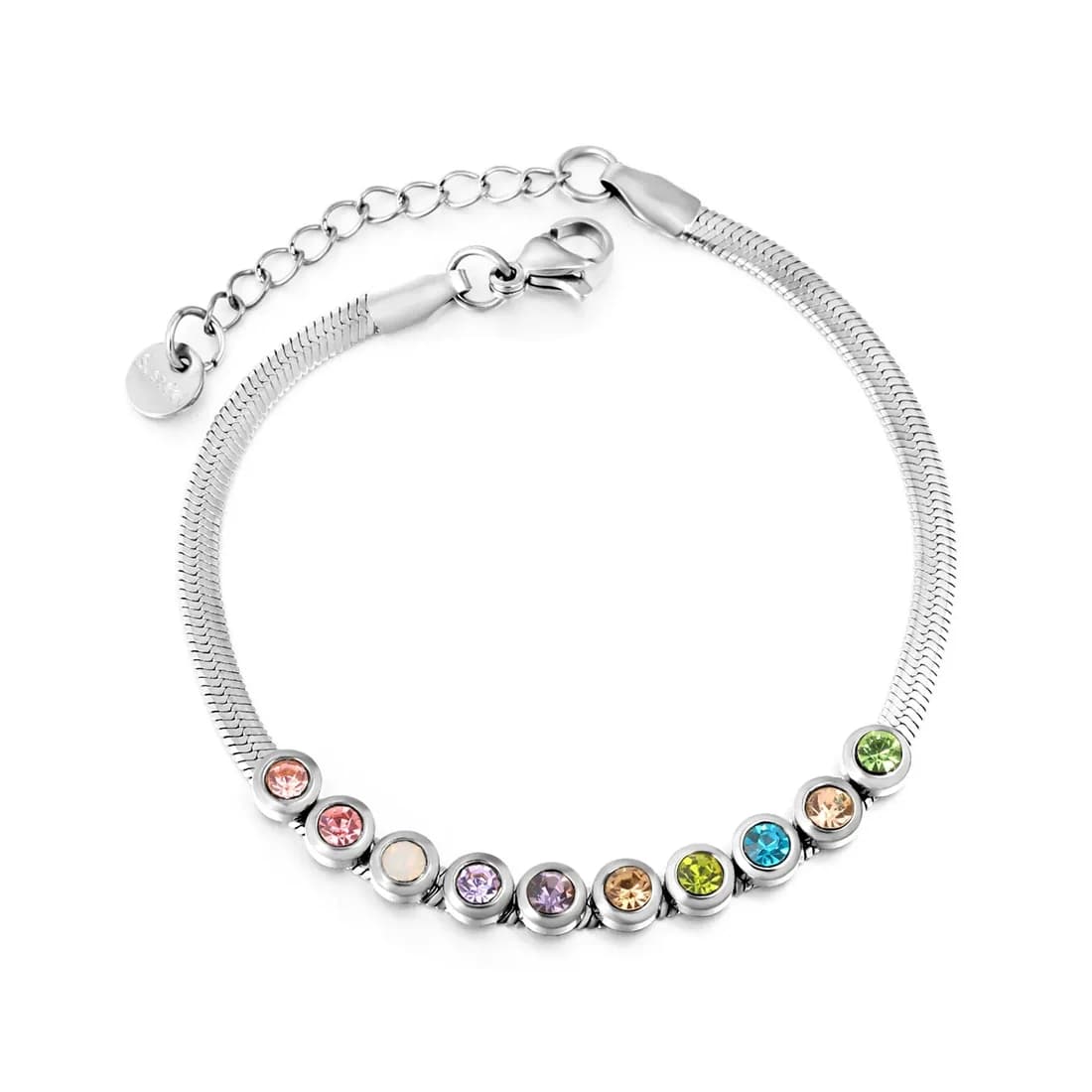 Silver-Toned Bracelet with Colourful Crystals
