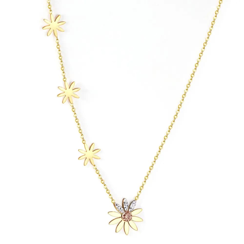 Blomhalsband med 18K PVD-guldplätering
