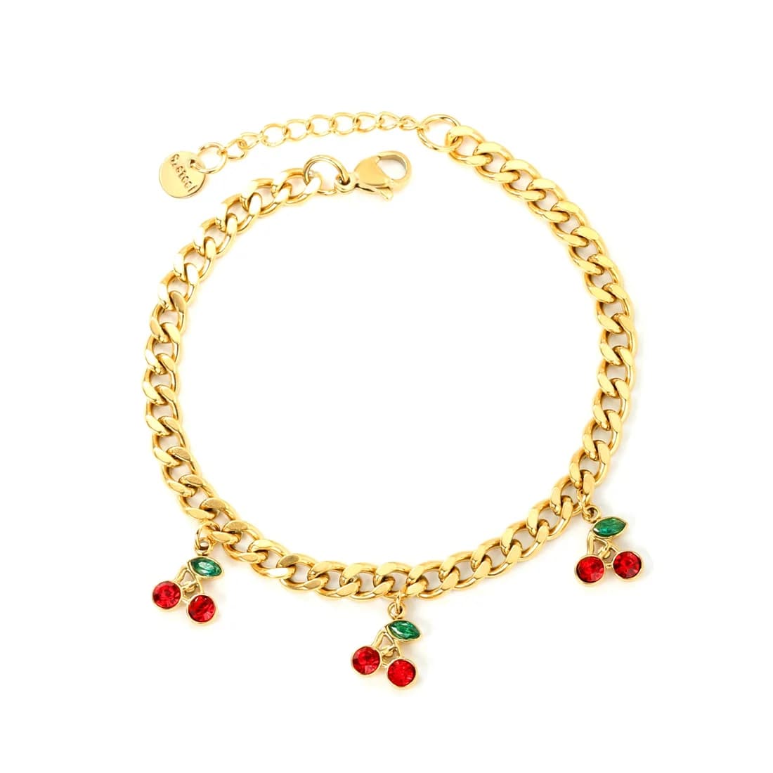 Gold-Toned Cherry Charm Bracelet