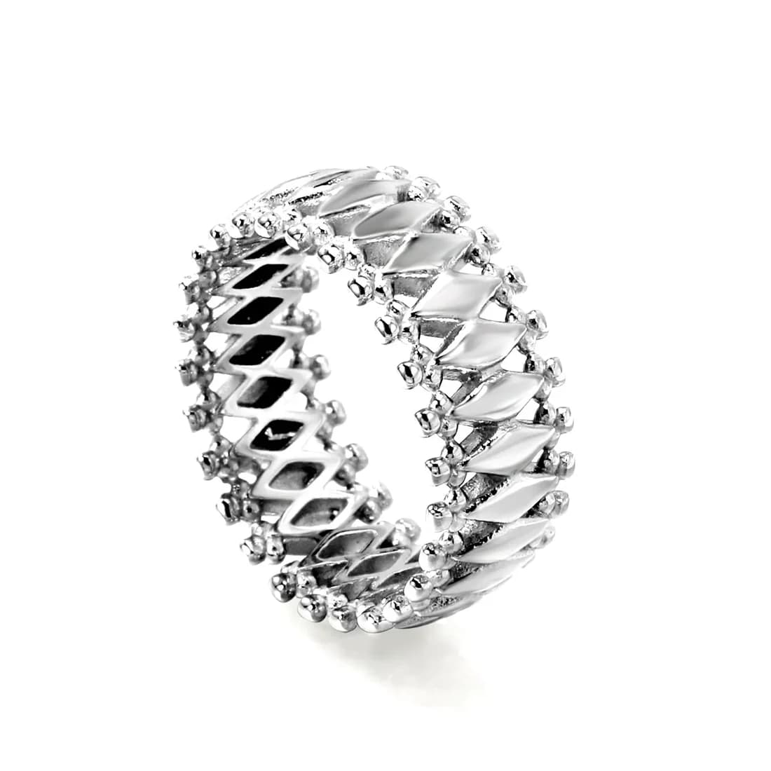 Silver-Toned Geometric Ring – Size 7