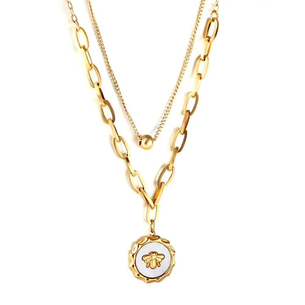 Double-Layer Necklace with Bee Pendant