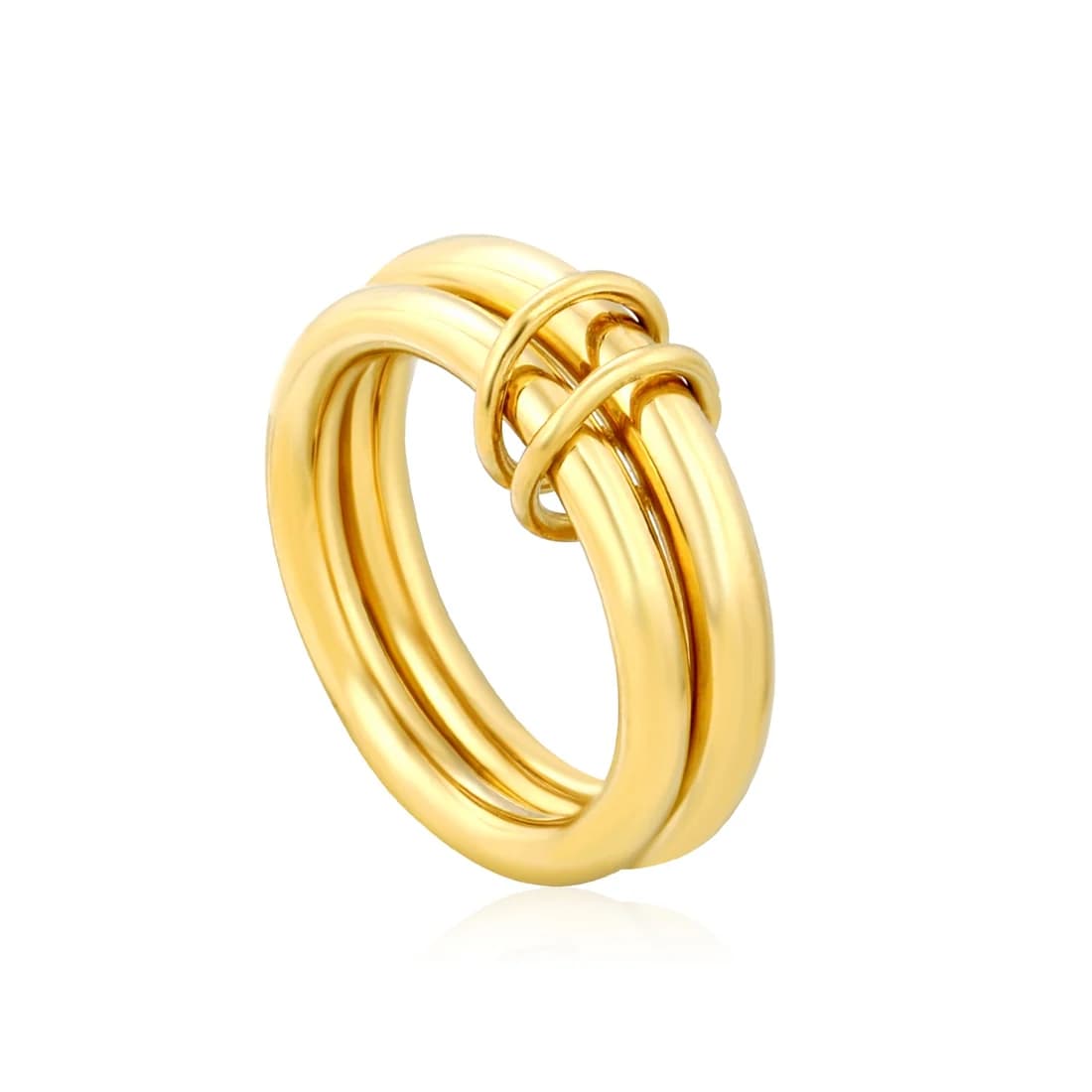 Gold-Plated Double-Band Ring with Link Details – Size 7