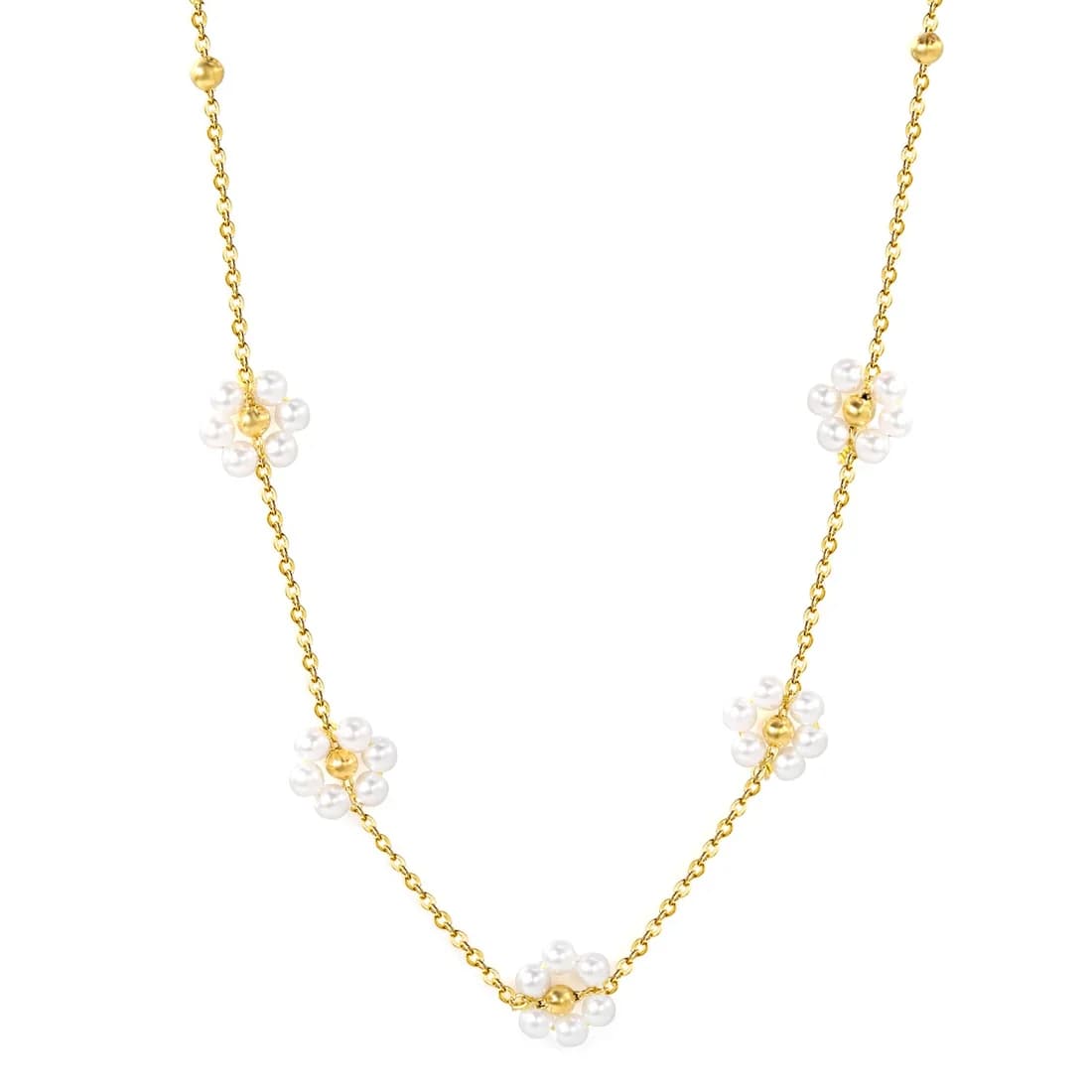Pearl Flower Necklace – 18K PVD Gold Plating