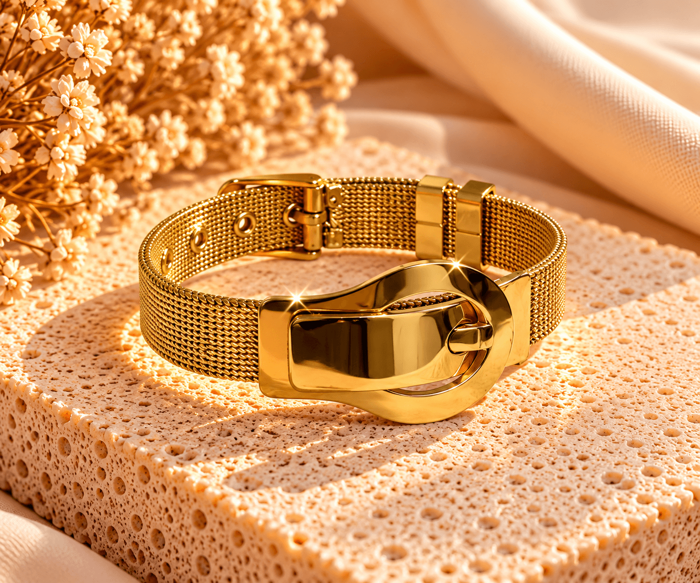 BB Milano Limited Edition – Golden Mesh Belt Bracelet