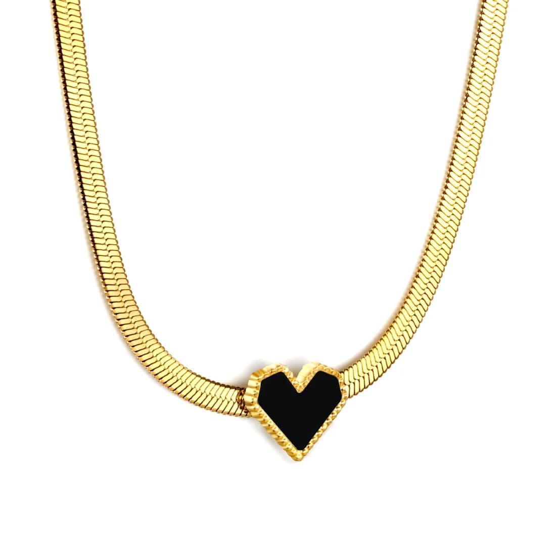 Gold-Toned Black Heart Necklace